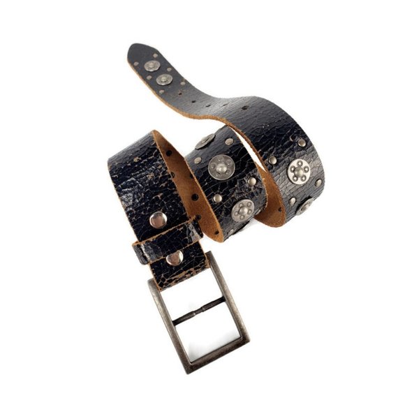 Rockin Robin black distressed studded leather youth belt. Only 1 Left! - Picture 3 of 7